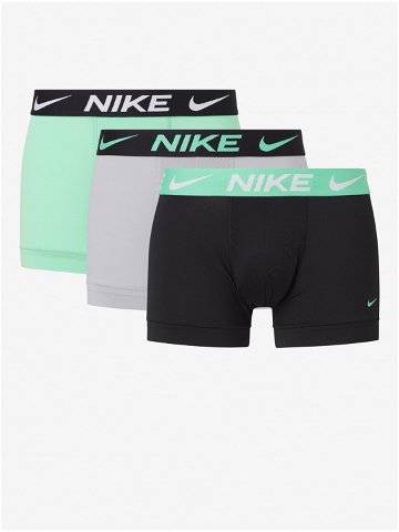 Sada tří pánských boxerek v černé šedé a světle zelené barvě Nike