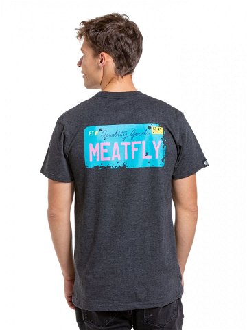 Meatfly pánské tričko Plate Charcoal Heather Šedá Velikost XXL