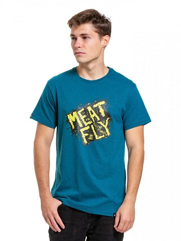 Meatfly pánské tričko Crooky Petrol Heather Modrá Velikost XXL