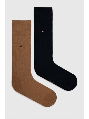 Ponožky Tommy Hilfiger 2-pack pánské hnědá barva