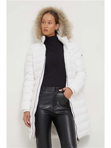 Péřová bunda Tommy Jeans dámská bílá barva zimní