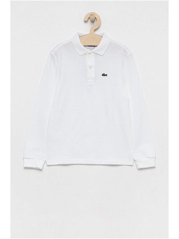 Dětská bavlněná košile s dlouhým rukávem Lacoste bílá barva hladká