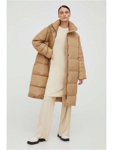 Péřová bunda Bruuns Bazaar dámská béžová barva zimní