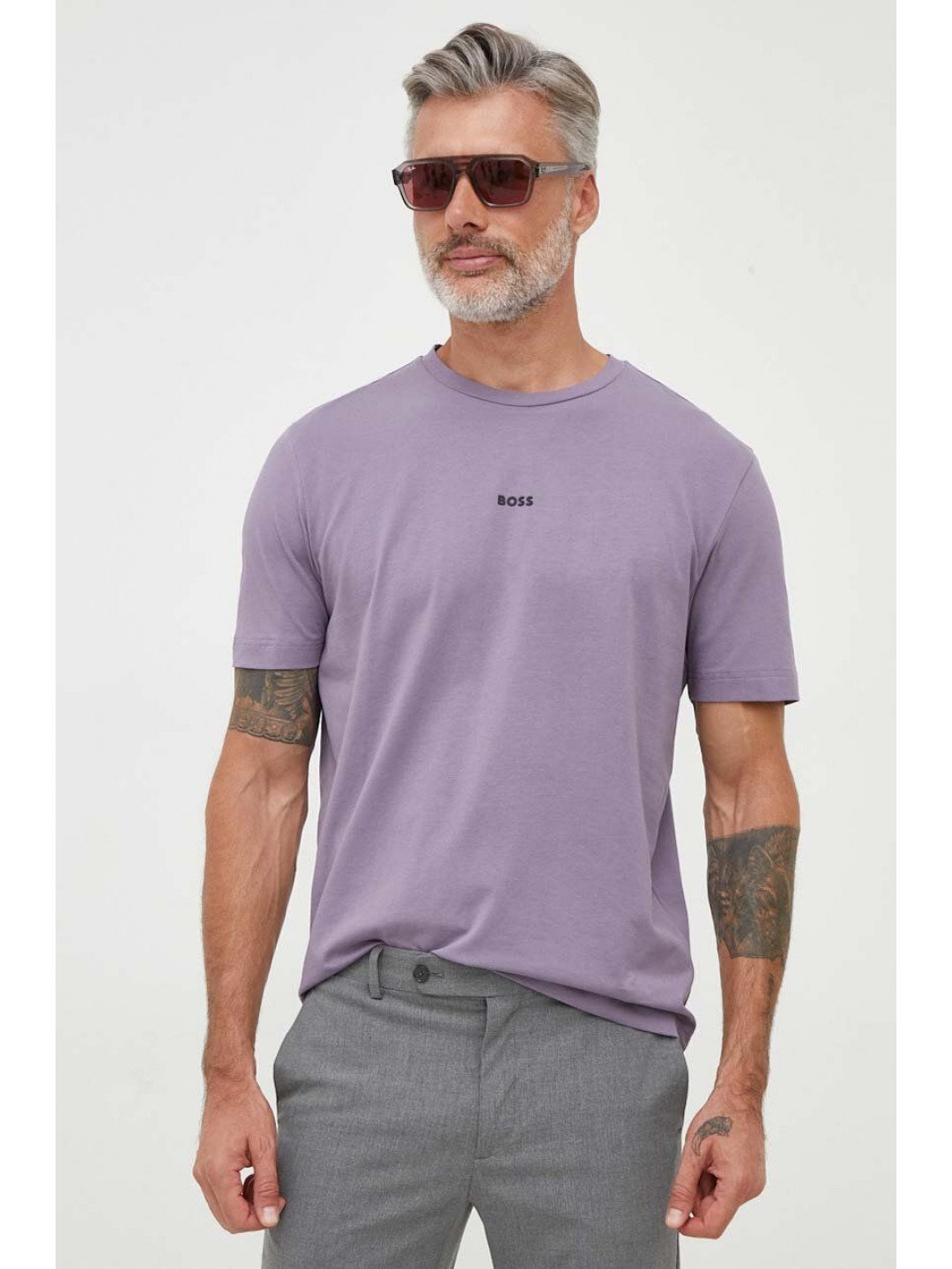 Tričko BOSS ORANGE fialová barva 50473278