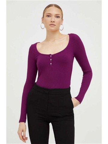 Tričko s dlouhým rukávem Guess KARLEE fialová barva W2YP46 KBCO2