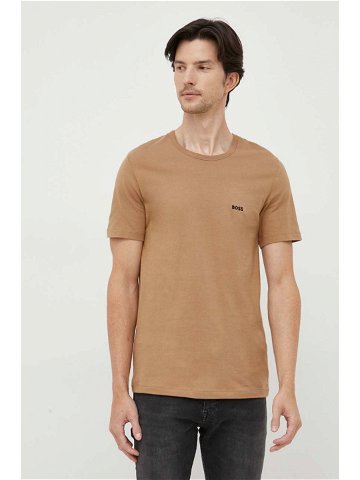 Bavlněné tričko BOSS 3-pack béžová barva