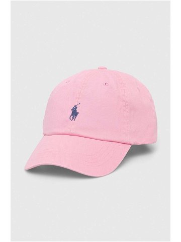 Bavlněná baseballová čepice Polo Ralph Lauren růžová barva s aplikací