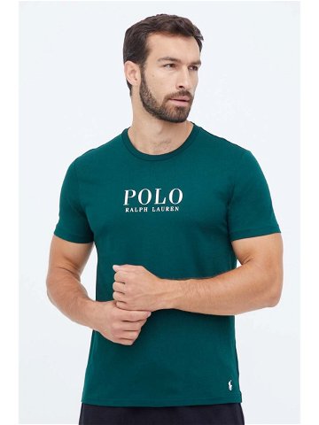 Bavlněné pyžamové tričko Polo Ralph Lauren zelená barva s potiskem 714899613