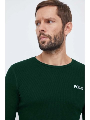 Pyžamové tričko s dlouhým rukávem Polo Ralph Lauren zelená barva s potiskem 714899615