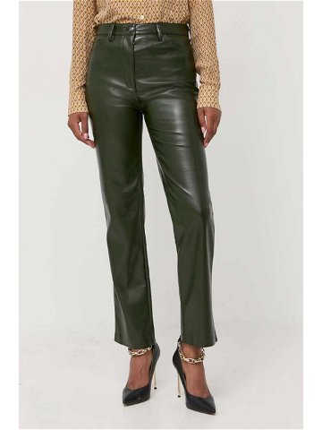 Kalhoty Guess KELLY dámské zelená barva jednoduché high waist W3RA0M WF8P0