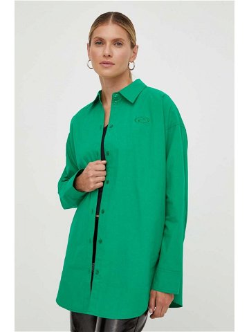 Košile Résumé zelená barva relaxed s klasickým límcem