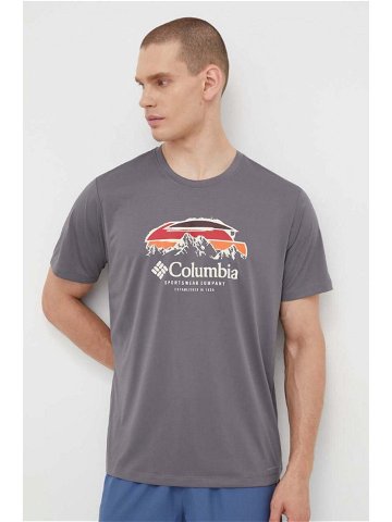 Sportovní triko Columbia Columbia Hike šedá barva s potiskem