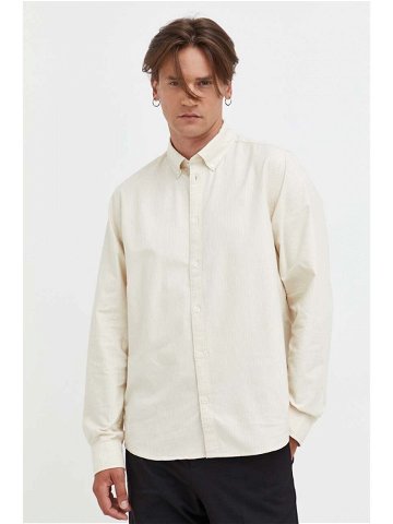Košile Les Deux pánská béžová barva regular s límečkem button-down