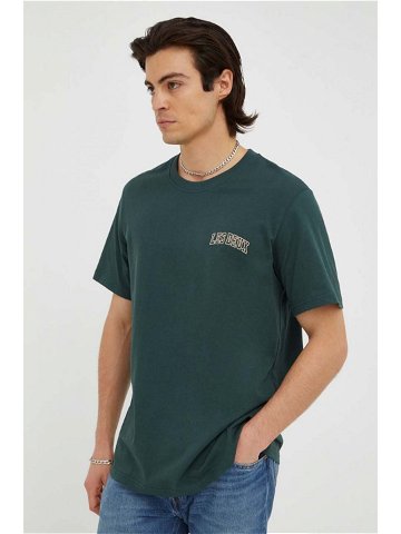 Bavlněné tričko Les Deux zelená barva s potiskem