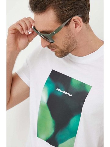 Bavlněné tričko Karl Lagerfeld bílá barva s potiskem