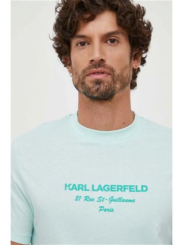 Tričko Karl Lagerfeld tyrkysová barva s aplikací