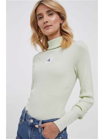 Svetr Calvin Klein Jeans dámský zelená barva s golfem
