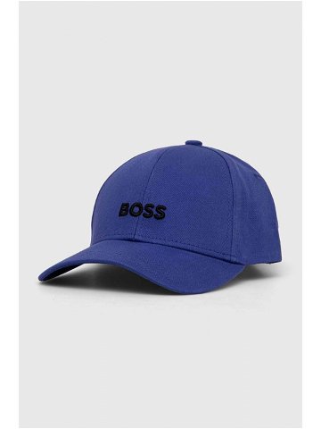 Bavlněná baseballová čepice BOSS fialová barva s aplikací 50495121