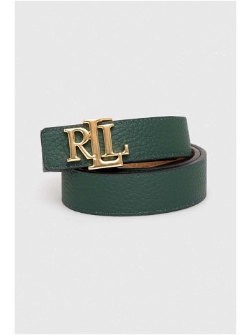 Oboustranný kožený pásek Lauren Ralph Lauren dámský zelená barva 412912039