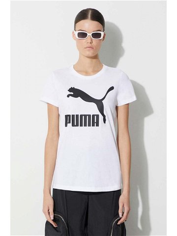 Bavlněné tričko Puma Classic Logo Tee bílá barva 530076 02-white