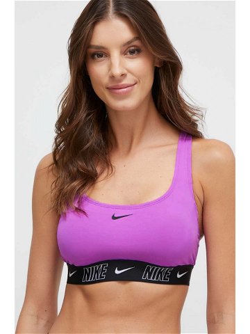 Plavková podprsenka Nike Logo Tape fialová barva mírně vyztužený košík
