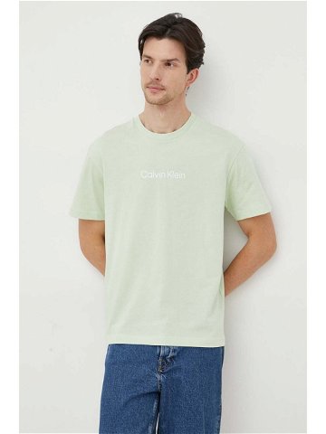 Bavlněné tričko Calvin Klein zelená barva K10K111346