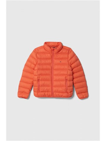 Dětská péřová bunda Tommy Hilfiger oranžová barva