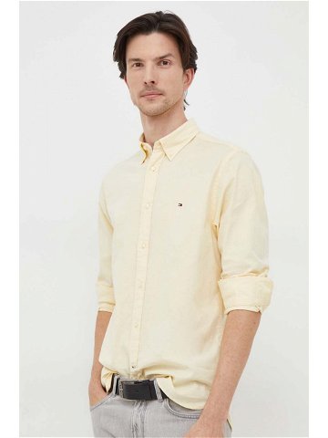 Košile Tommy Hilfiger pánská žlutá barva regular s límečkem button-down MW0MW29968
