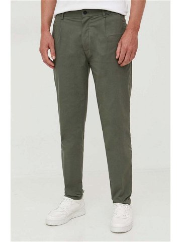 Kalhoty Calvin Klein pánské zelená barva jednoduché K10K111490