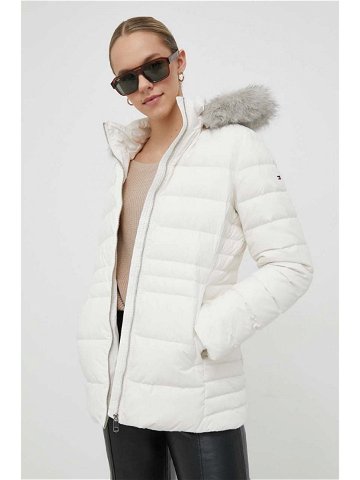 Péřová bunda Tommy Hilfiger dámská béžová barva zimní