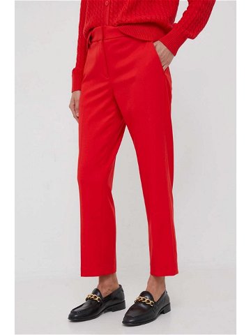 Kalhoty Tommy Hilfiger dámské červená barva jednoduché high waist