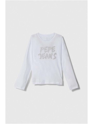 Dětská bavlněná košile s dlouhým rukávem Pepe Jeans bílá barva
