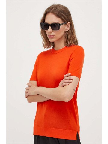 Vlněný svetr BOSS dámský oranžová barva lehký