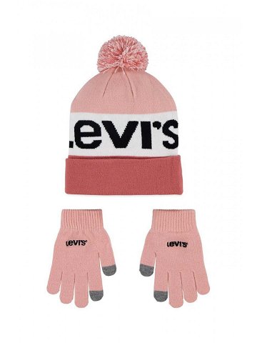 Čepice a dětské rukavice Levi s růžová barva