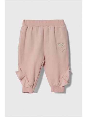 Kojenecké kalhoty Pinko Up růžová barva s potiskem