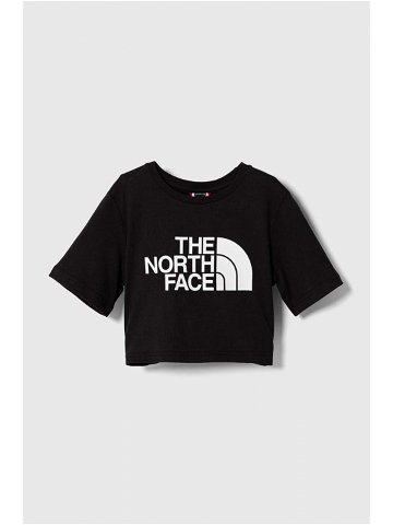 Dětské bavlněné tričko The North Face G S S CROP EASY TEE černá barva