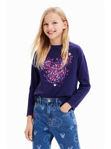 Dětské bavlněné tričko s dlouhým rukávem Desigual tmavomodrá barva