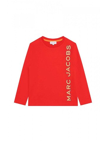 Dětské bavlněné tričko s dlouhým rukávem Marc Jacobs červená barva s potiskem