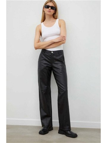Kožené kalhoty Won Hundred dámské černá barva jednoduché high waist 2711-16014