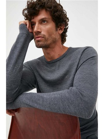 Vlněný svetr Calvin Klein pánský šedá barva lehký