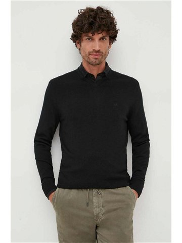 Vlněný svetr Calvin Klein pánský černá barva lehký