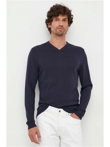 Vlněný svetr Calvin Klein pánský tmavomodrá barva lehký