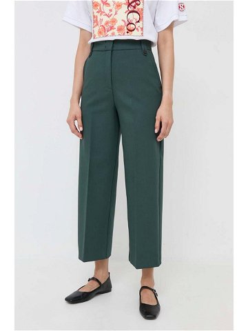 Kalhoty MAX & Co dámské zelená barva široké high waist