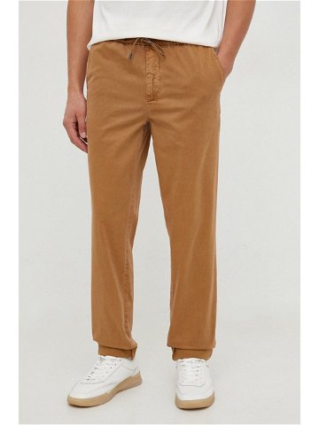 Kalhoty Tommy Hilfiger pánské hnědá barva jednoduché