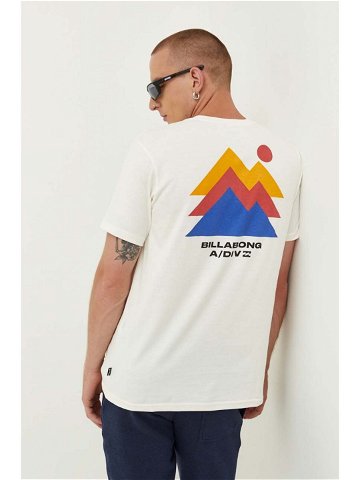 Bavlněné tričko Billabong béžová barva s potiskem