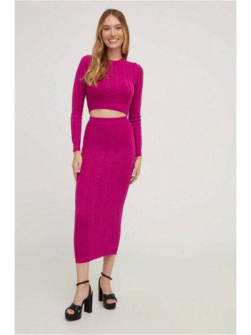 Komplet – svetr a sukně Answear Lab růžová barva