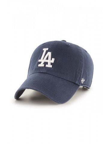 Bavlněná baseballová čepice 47brand MLB Los Angeles Dodgers tmavomodrá barva s aplikací
