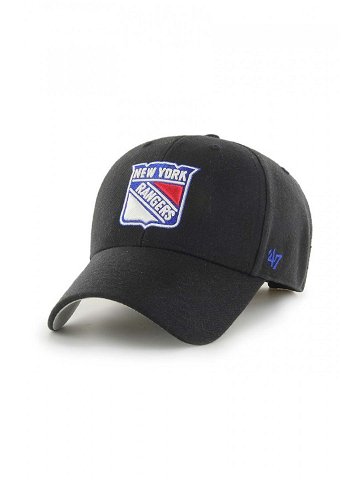 Bavlněná baseballová čepice 47brand NHL New York Rangers černá barva s aplikací