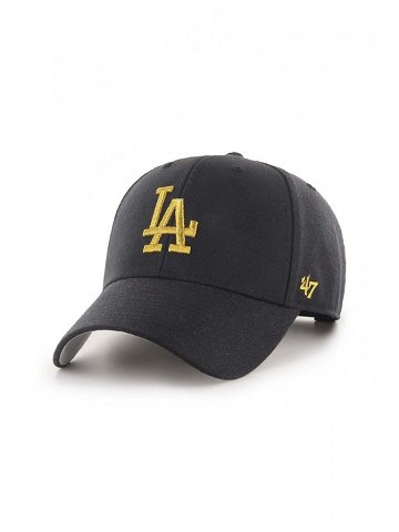 Čepice s vlněnou směsí 47brand MLB Los Angeles Dodgers černá barva s aplikací