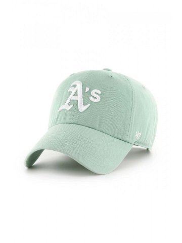 Bavlněná baseballová čepice 47brand MLB Oakland Athletics zelená barva s aplikací